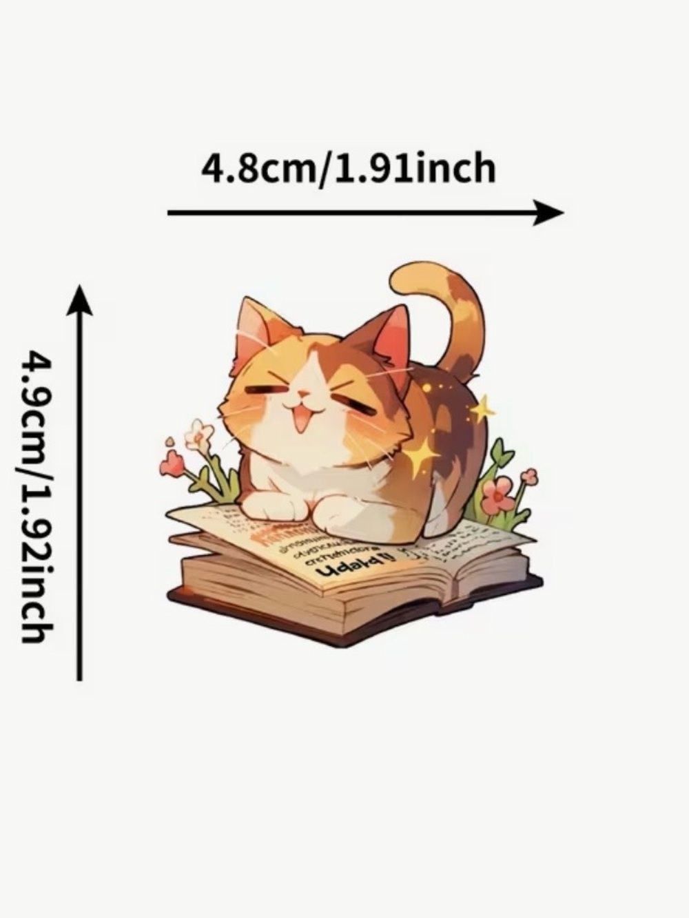 50 Sleepy Kitty Cats on Books Stickers Flowers Library Stack of Books - Picture 6 of 6